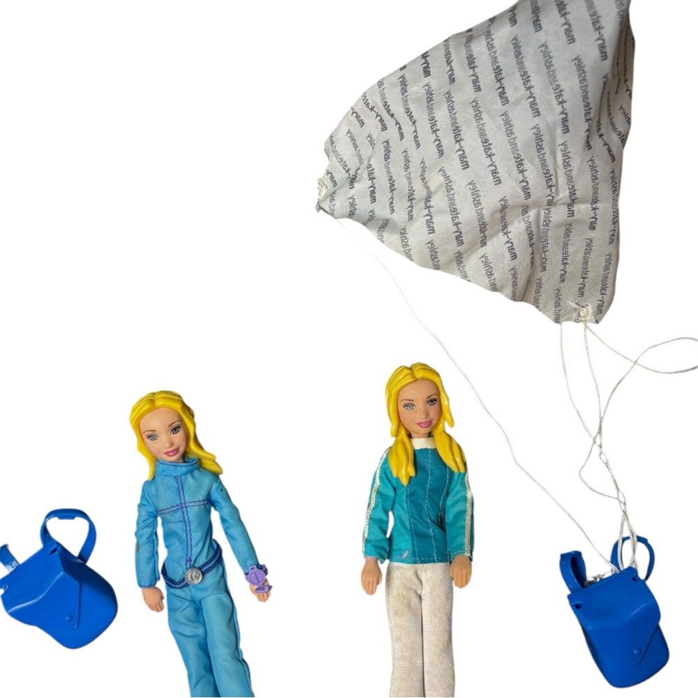 Mary-Kate & Ashley Olsen Twin Dolls w/ Parachute Vintage 2000s